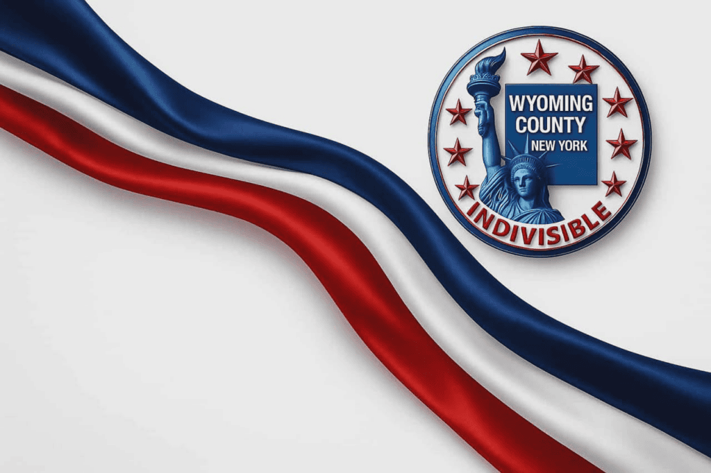 Wyoming County New York Indivisible seal with patriotic ribbon